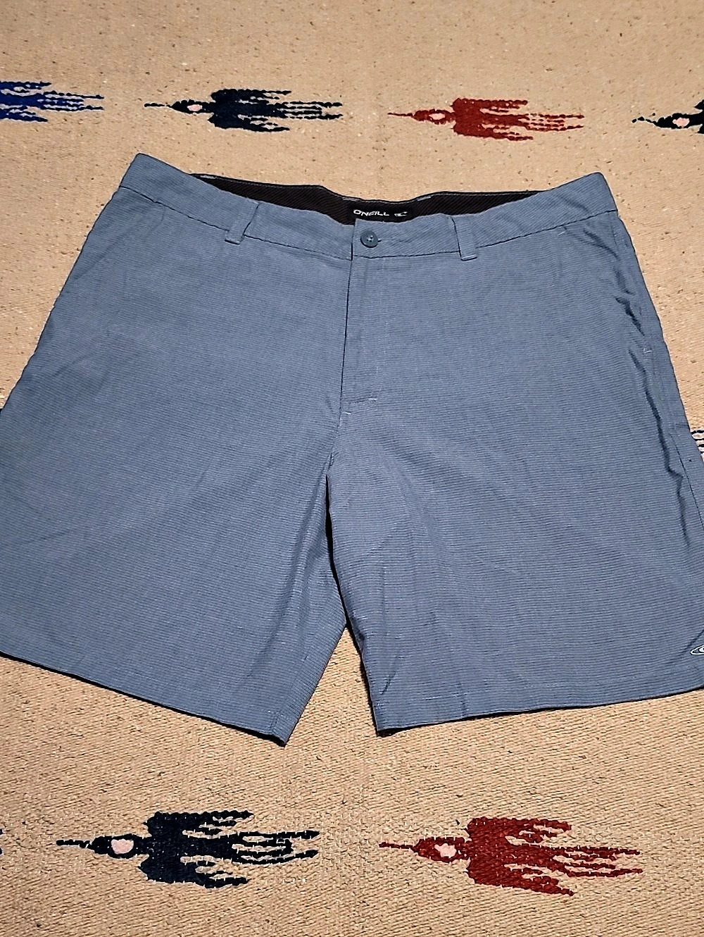 O'Neill Activewear Light Blue Horizontal Striped Shorts Athleisure
